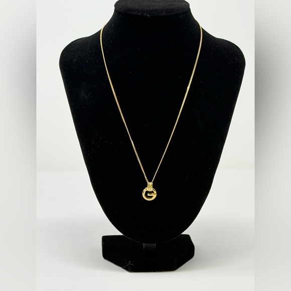 Givenchy Gold Necklace with Pendant and 3 Crystal Stones EUC - Picture 7 of 7